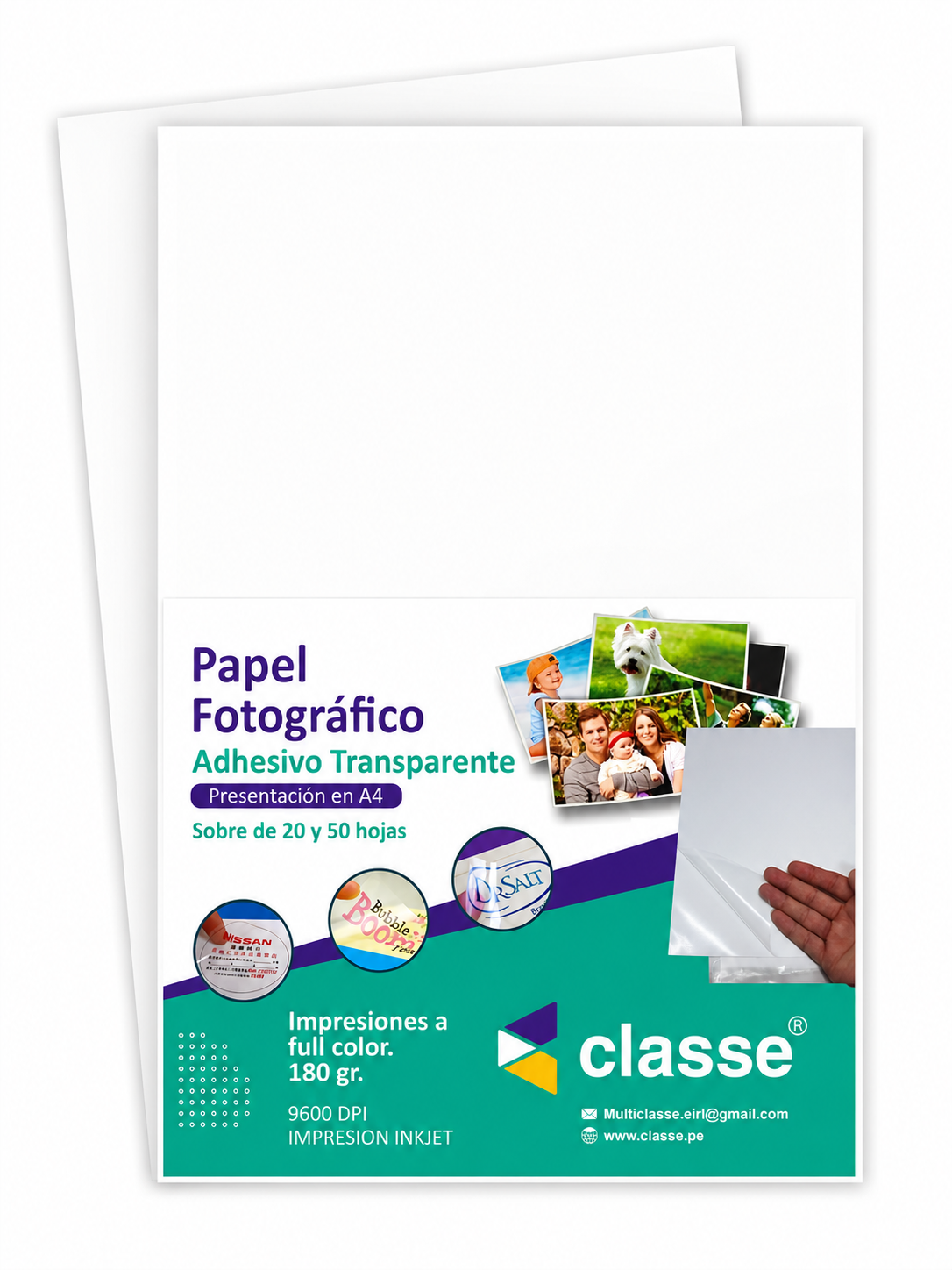 Papel Fotográfico Adhesivo Transparente A4 - 180g