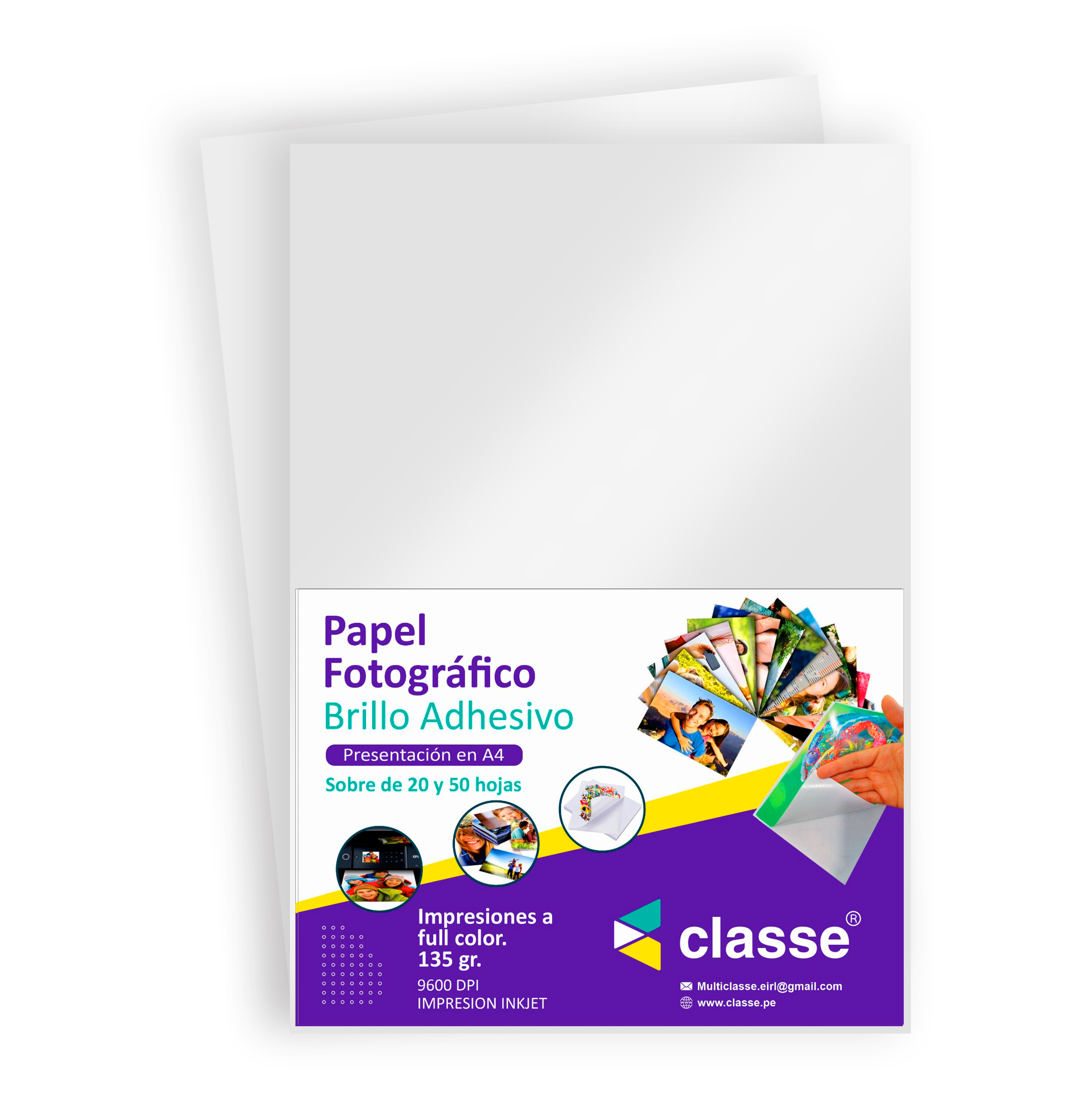 Papel Fotográfico Brillo Adhesivo A4