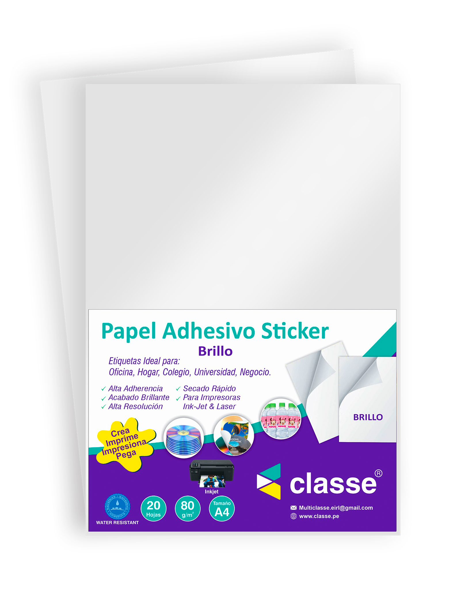 Papel Fotográfico Brillo con Adhesivo A4 - 90gr