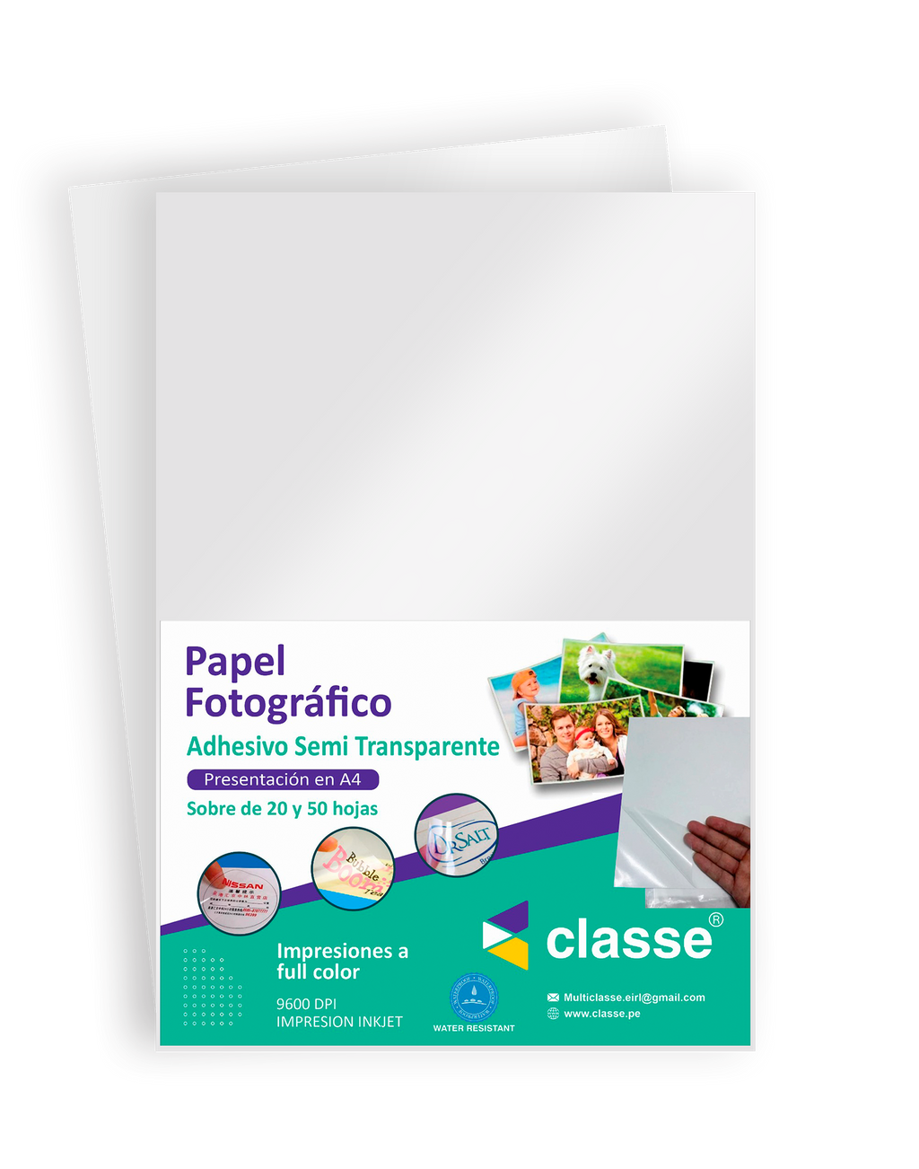 Papel Fotográfico Semi transparente con adhesivo