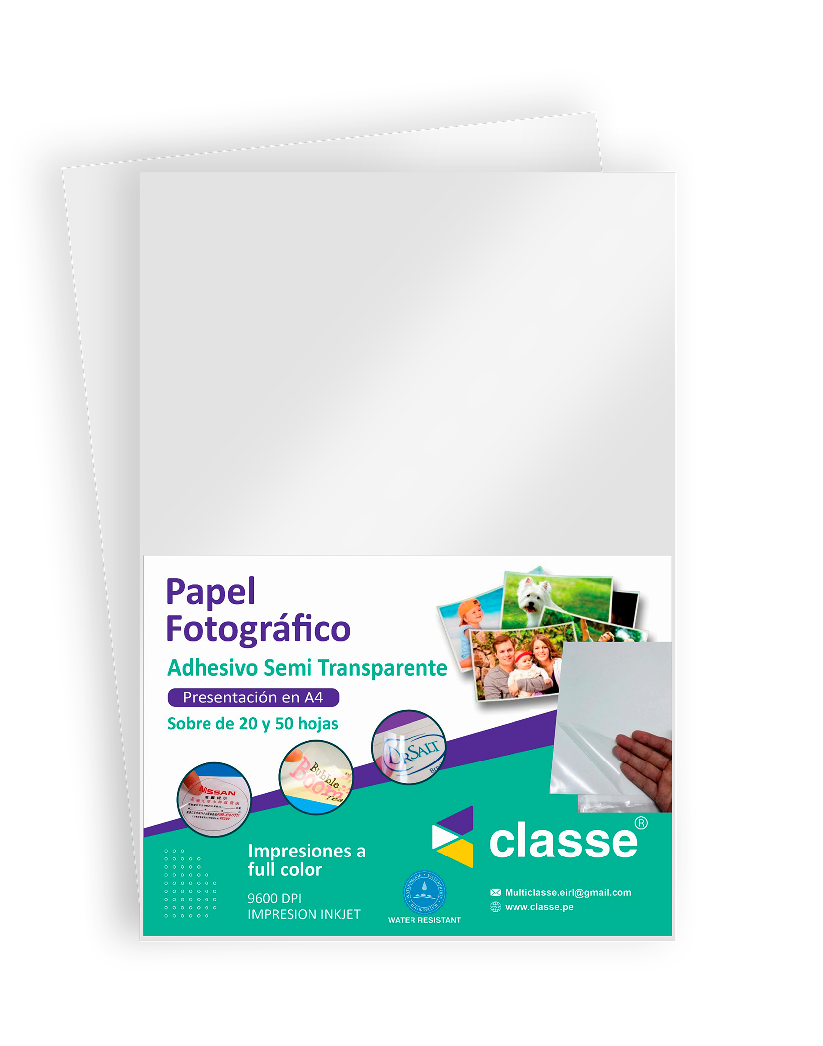 Papel Fotográfico Semi transparente con adhesivo